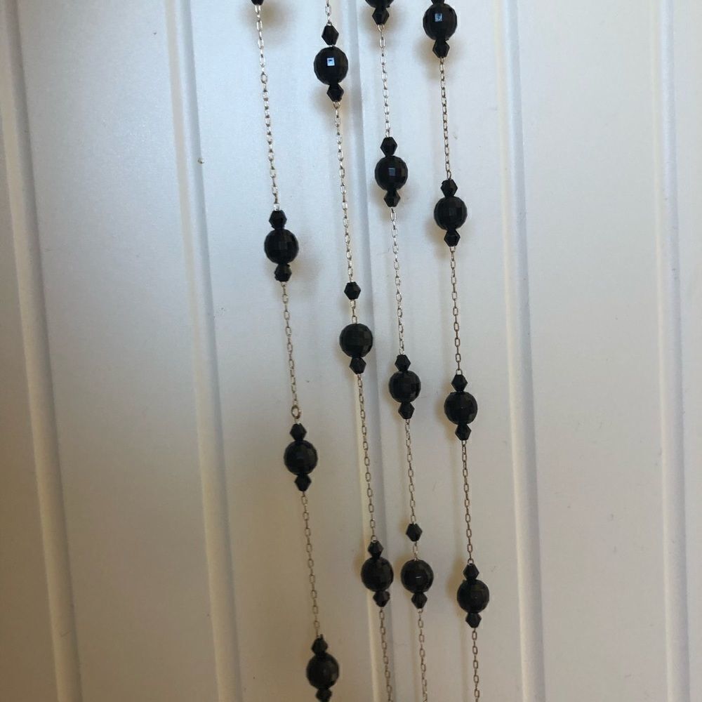 Long black romantic, goth beaded infinity layered necklace - Picture 4 of 5